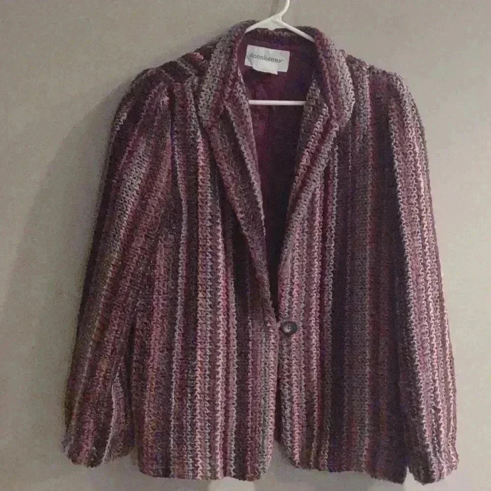 Vintage Donnkenny single button multi color lined blazer women's 16